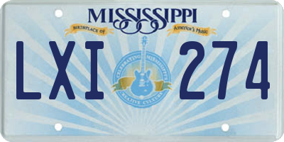 MS license plate LXI274