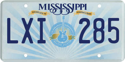 MS license plate LXI285