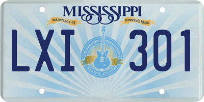 MS license plate LXI301