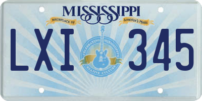 MS license plate LXI345