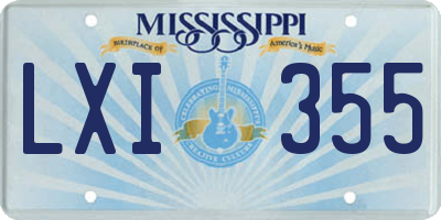 MS license plate LXI355