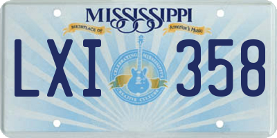 MS license plate LXI358