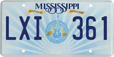 MS license plate LXI361