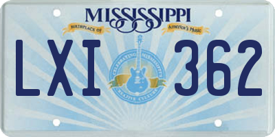 MS license plate LXI362