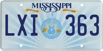 MS license plate LXI363
