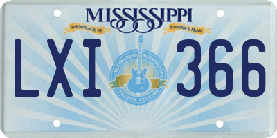 MS license plate LXI366