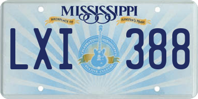 MS license plate LXI388