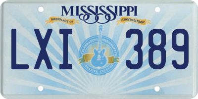 MS license plate LXI389