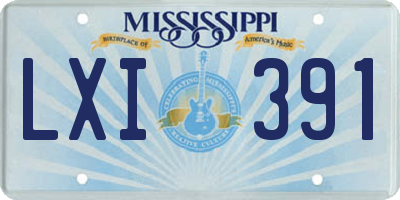 MS license plate LXI391