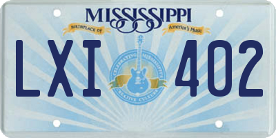MS license plate LXI402