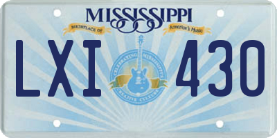 MS license plate LXI430