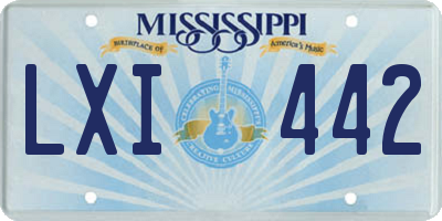 MS license plate LXI442