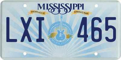 MS license plate LXI465