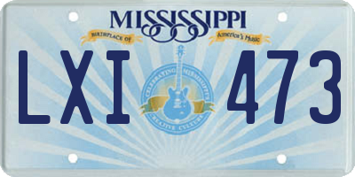 MS license plate LXI473