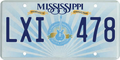 MS license plate LXI478