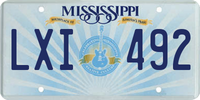 MS license plate LXI492