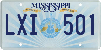 MS license plate LXI501