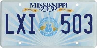 MS license plate LXI503
