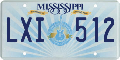 MS license plate LXI512