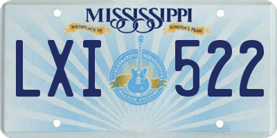 MS license plate LXI522