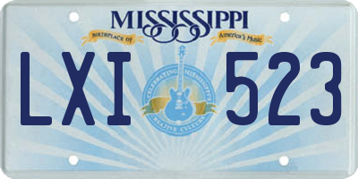 MS license plate LXI523