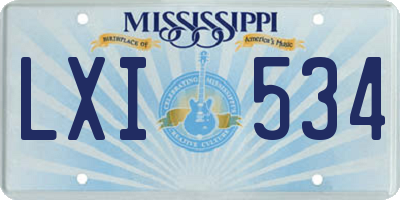 MS license plate LXI534
