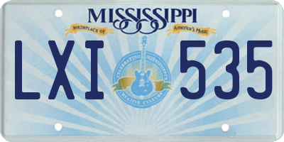 MS license plate LXI535