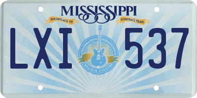 MS license plate LXI537