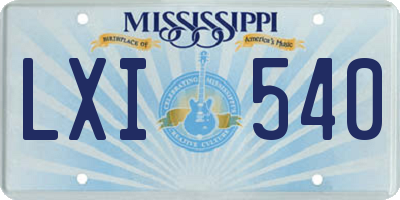 MS license plate LXI540