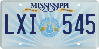 MS license plate LXI545