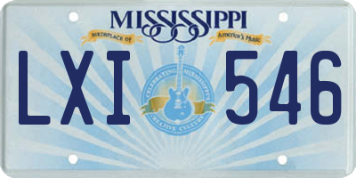 MS license plate LXI546