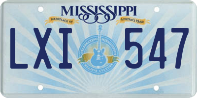 MS license plate LXI547