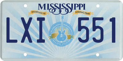 MS license plate LXI551
