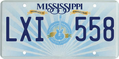 MS license plate LXI558