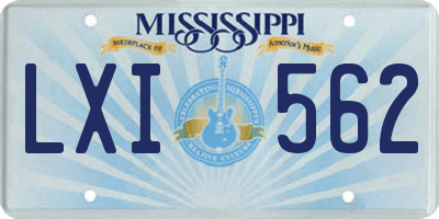 MS license plate LXI562