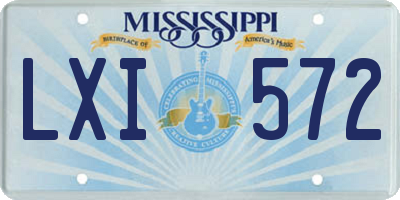 MS license plate LXI572