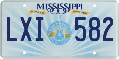 MS license plate LXI582