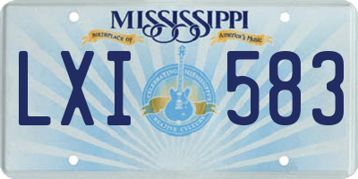 MS license plate LXI583