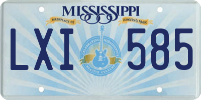 MS license plate LXI585