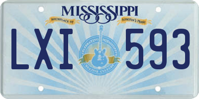 MS license plate LXI593