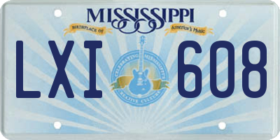 MS license plate LXI608