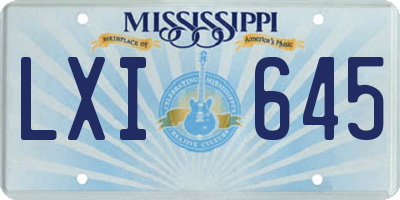 MS license plate LXI645