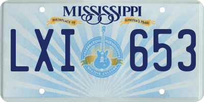 MS license plate LXI653