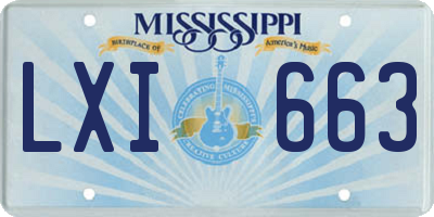 MS license plate LXI663