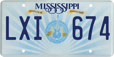 MS license plate LXI674