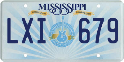 MS license plate LXI679