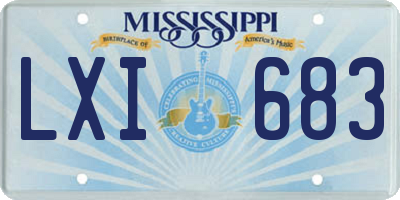 MS license plate LXI683