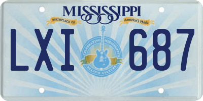 MS license plate LXI687
