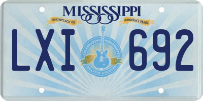 MS license plate LXI692