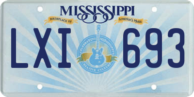 MS license plate LXI693